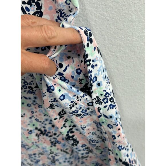 Crown & Ivy Womens Floral Sleeveless Shift Dress Sz L Blue Pink Cotton Blend - Picture 8 of 11